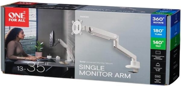 One For All DM4120 Solid Line Single Monitor Mount - White - Image 8