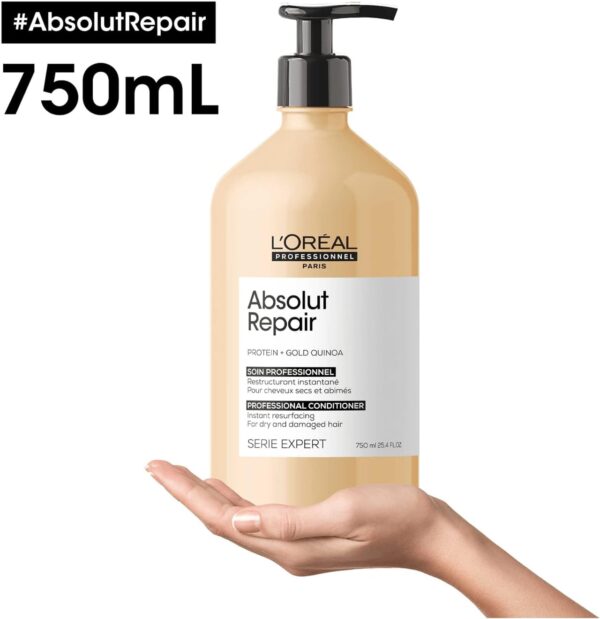 L'Oreal Professionnel Serie Expert Gold Quinoa + Protein Absolut Repair Conditioner 750ml - Image 2