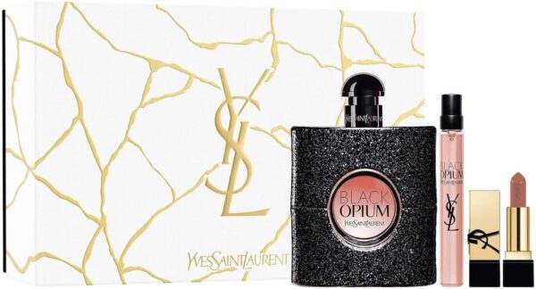 Yves Saint Laurent Black Opium Gift Set 90ml EDP + 10ml EDP + Mini Rouge Pur Couture Lipstick Nu Muse