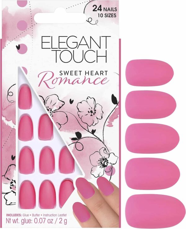 Elegant Touch Oval 24 False Nails with Glue - Sweet Heart Romance