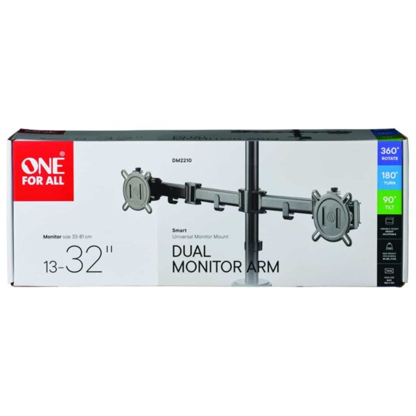 One For All DM2210 Smart Line Dual Monitor Mount - Black - Image 5