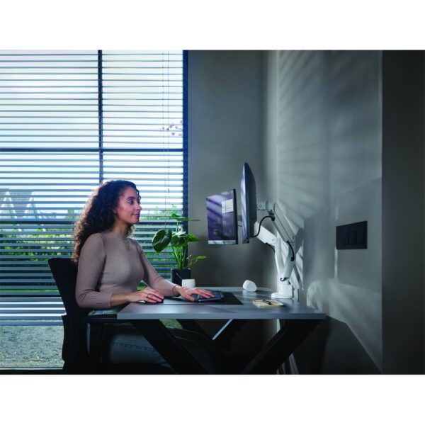 One For All Solid Line Dual Monitor Mount - DM4220 - White - Image 3
