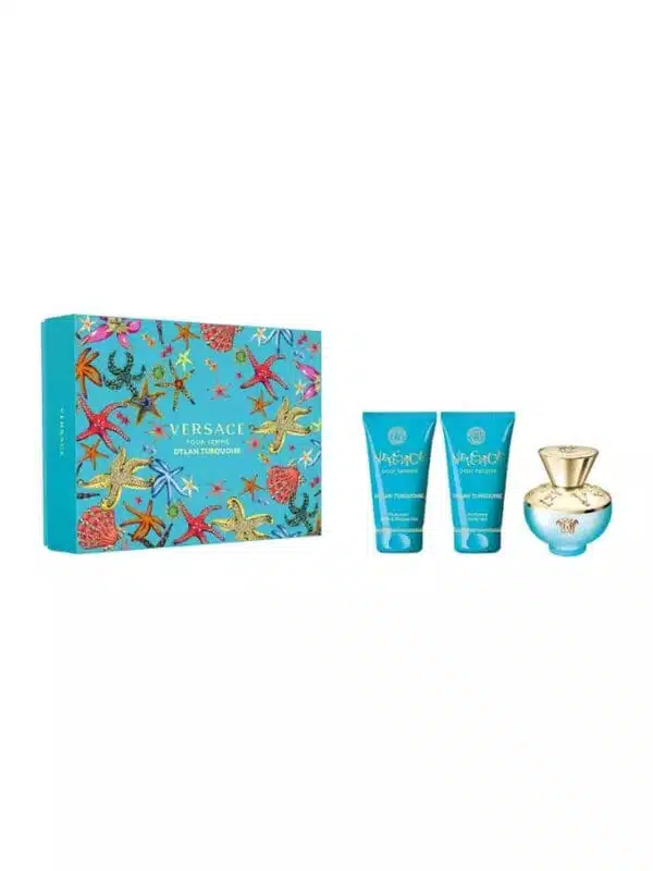 Versace Pour Femme Dylan Turquoise Gift Set 50ml EDT + 50ml Bath & Shower Gel + 50ml Body Lotion - Image 2
