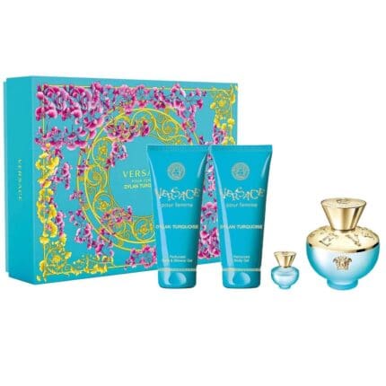 Versace Pour Femme Dylan Turquoise Gift Set 100ml EDT + 100ml Shower Gel + 100ml Body Lotion + 5ml EDT