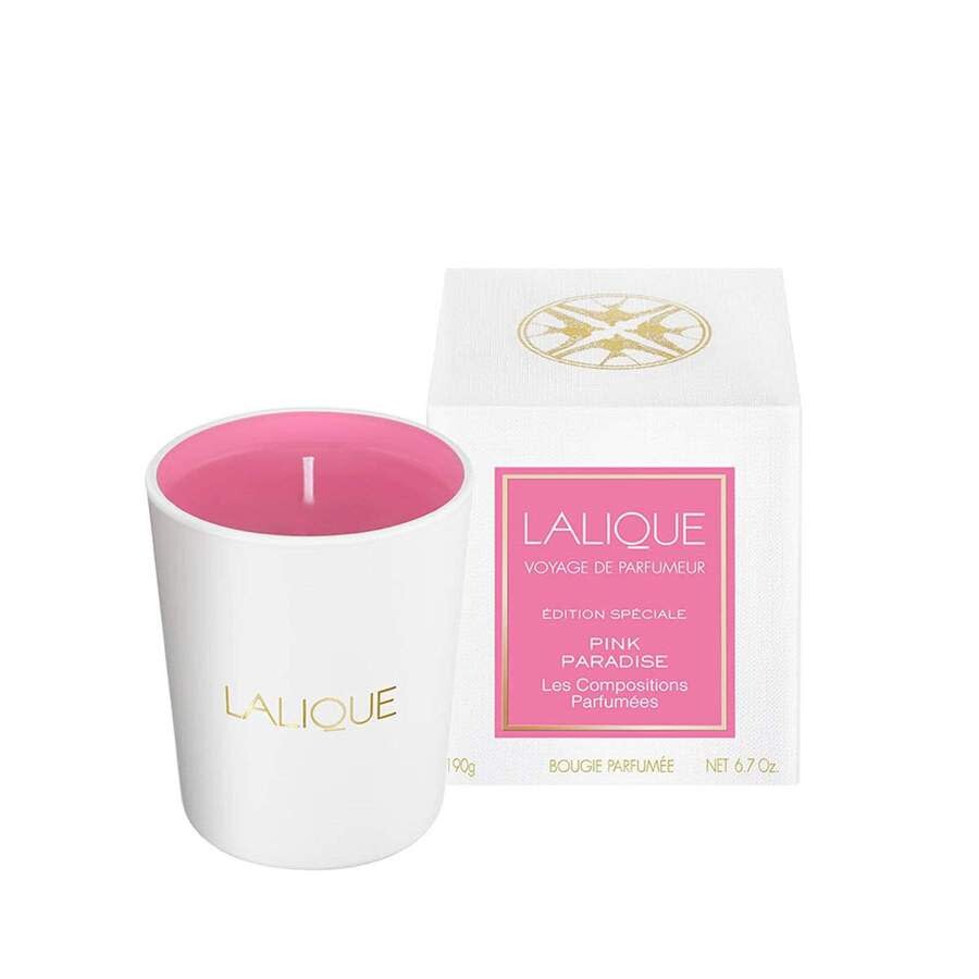 lalique-ladies-pink-paradise-scented-candle-67-oz-fragrances-7640171196329 Lalique Les Compositions Parfum?es Pink Paradise Candle 190g - Image 1