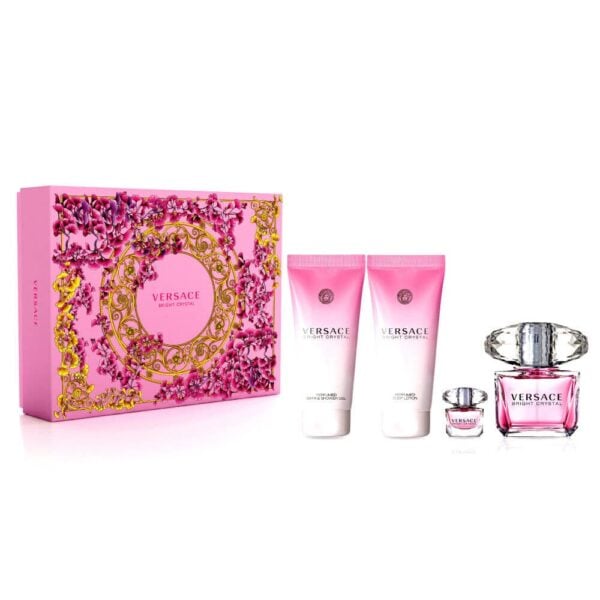 Versace Bright Crystal Gift Set 90ml EDT + 100ml Body Lotion + 100ml Shower Gel + 5ml EDT