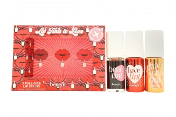 Benefit Lip Tints To Love Gift Set 6ml Cha Cha Tint Mango + 6ml Love Tint Fiery Red + 6ml Benetint Rose