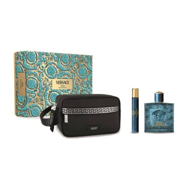 Versace Eros Gift Set 100ml EDT + 10ml EDT + Toiletry Bag