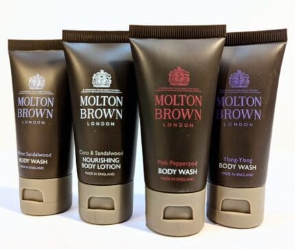 Molton Brown Gift Set 30ml Coco & Sandalwood Body Lotion + 30ml Ylang-Ylang Body Wash + 30ml White Sandalwood Body Wash + 30ml Pink Pepperpod Body Wash