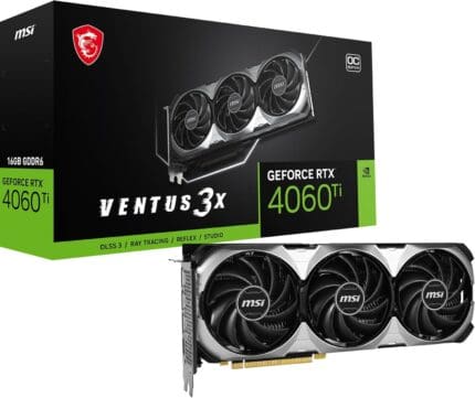 MSI GeForce RTX 4060 Ti VENTUS 3X 16G OC Graphics Card - Ultimate Gaming Performance with 16GB GDDR6 Memory, PCIe 4.0, and Advanced Cooling Technology