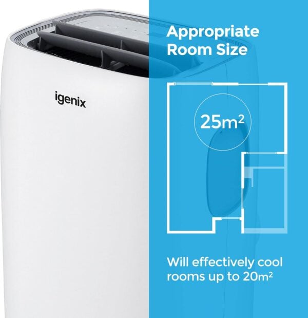 Igenix IG9922 12000BTU 4-in-1 Portable Air Conditioner, Cooling, Fan, Dehumidifier, White - Image 5