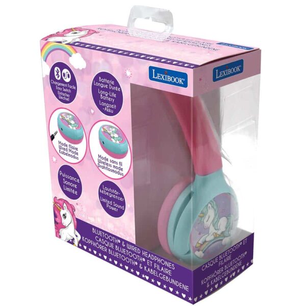 Lexibook HPBT010UNI Unicorn Bluetooth & Wired Foldable Headphones - Image 5