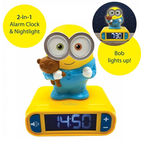 Lexibook RL800DES 3D Despicable Me Minions Childrens Clock with Night Light - Image 3
