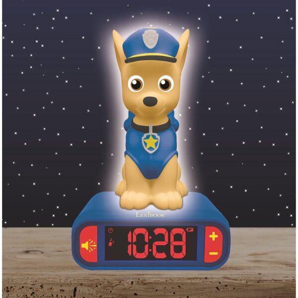 Lexibook RL800PA 3D Paw Patrol Chase Childrens Clock with Night Light - Image 3