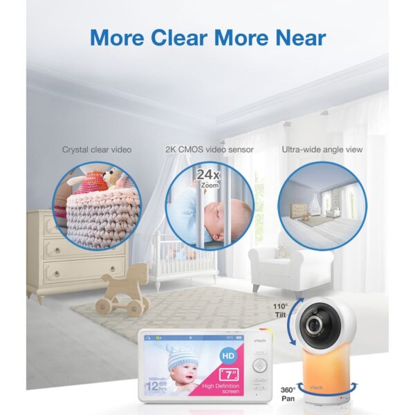 VTech RM7766: HD 7'' Wi-Fi 1080p Indoor Pan and Tilt Baby Monitor - Image 4