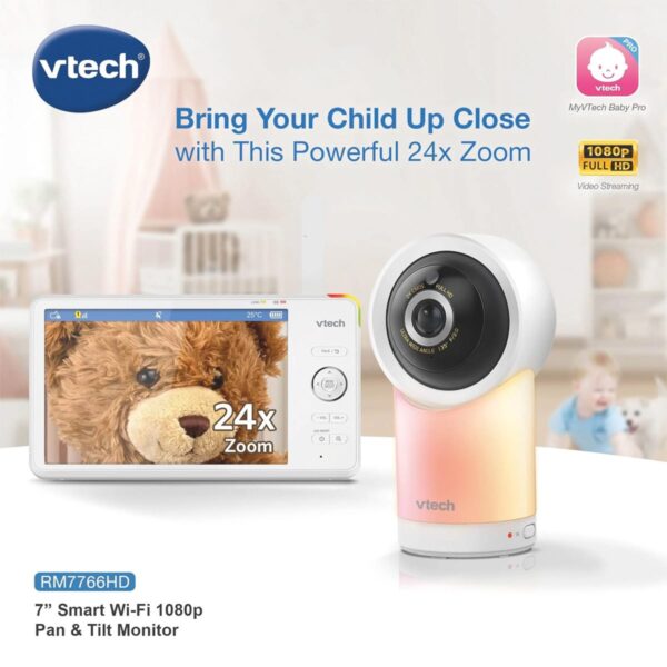 VTech RM7766: HD 7'' Wi-Fi 1080p Indoor Pan and Tilt Baby Monitor - Image 5