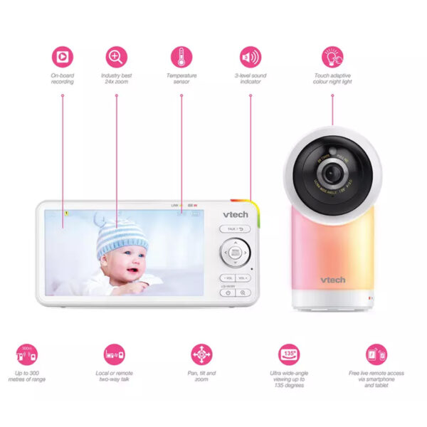 Vtech RM5766HD: Enhanced 5 Inch Smart Wi-Fi Baby Monitor with Pan & Tilt Features - Image 2