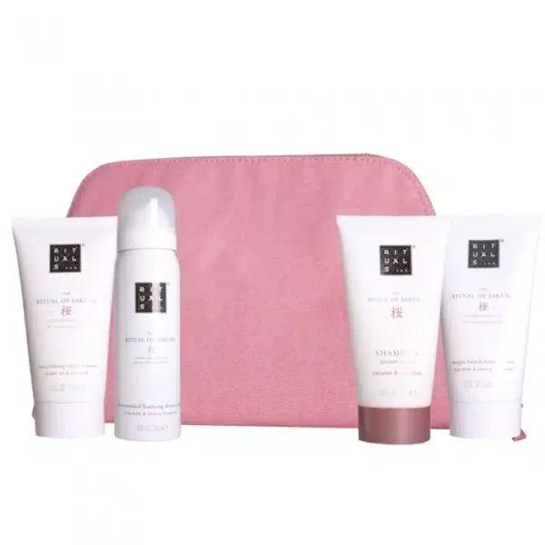 Rituals The Ritual of Sakura Gift Set 70ml Shampoo + 70ml Conditioner + 70ml Body Cream + 50ml Foaming Shower Gel + Bag