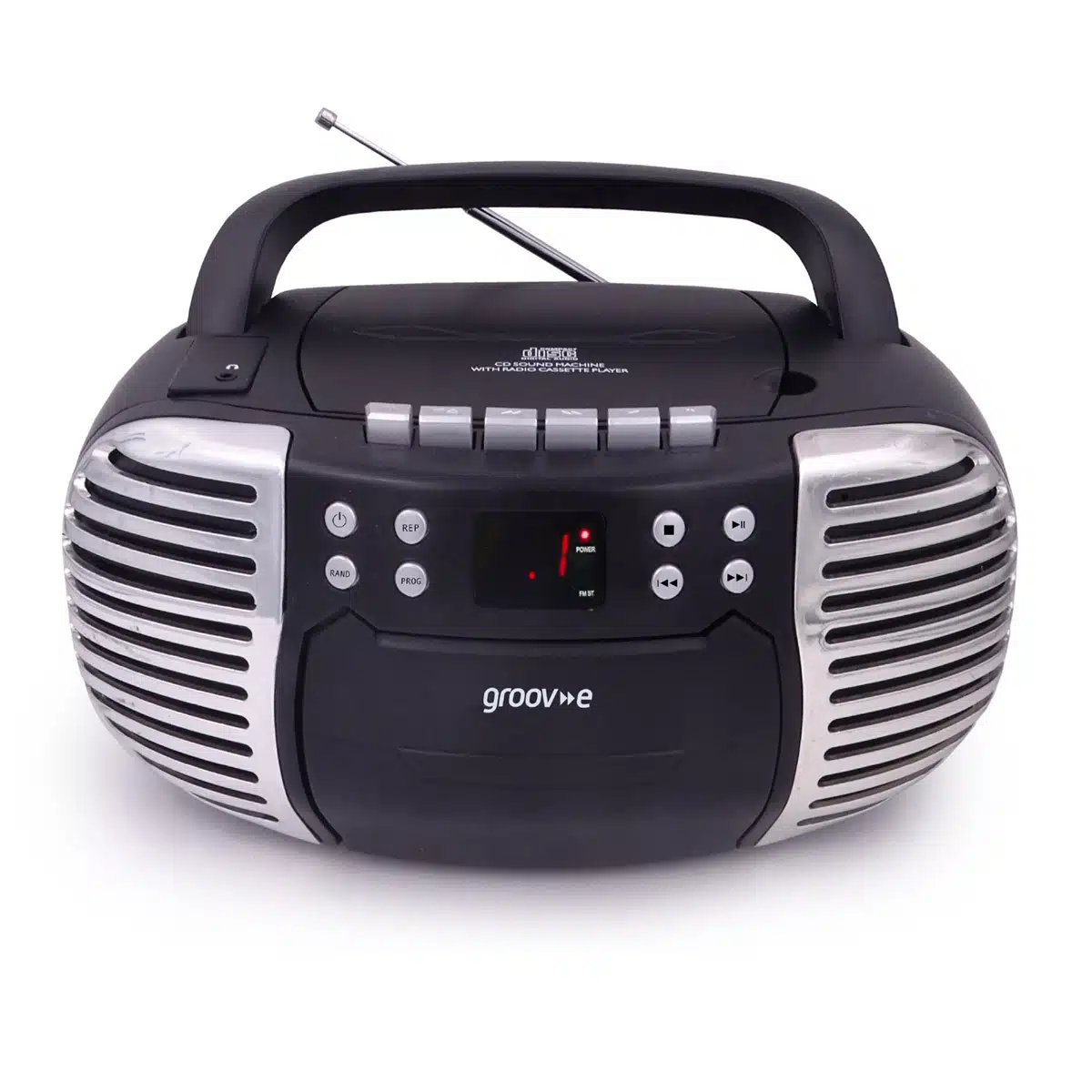 Groov-e Retro Boombox Portable CD & Cassette Player with Radio - Black Gvpsbk new imagesjpg