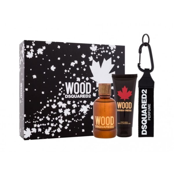 DSquared2 Wood For Him Gift Set 100ml EDT + 100ml Shower Gel + Key Ring - Image 2