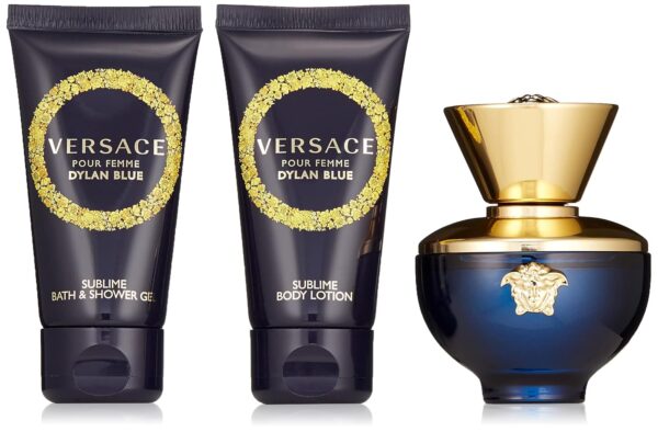 Versace Pour Femme Dylan Blue Gift Set 50ml EDP + 50ml Body Lotion + 50ml Shower Gel - Image 2