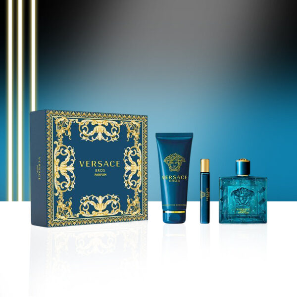 Versace Eros Gift Set 100ml EDP + 5ml EDP + 150ml Bath and Shower Gel - Image 2