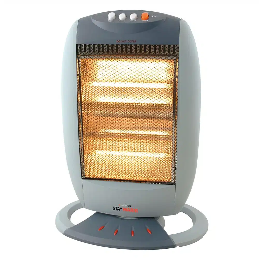 Lloytron Small Halogen Heater with 3 Heat settings 1200W - Grey Fgr jpg