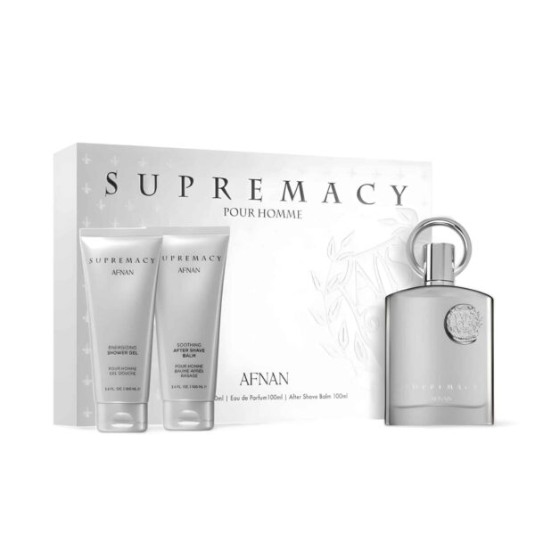 Afnan Supremacy Silver Gift Set - EDP 100ml Spray + 150ml Shower Gel - Image 2