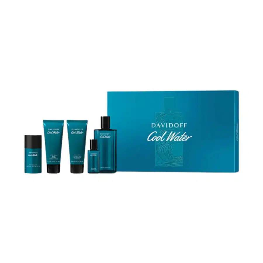 davidoff-mens-cool-water-gift-set-fragrances-3616305446527 Davidoff Cool Water Gift Set 125ml EDT + 75ml Shower Gel + 75ml Aftershave Balm + 75g Deodorant Stick +15ml EDT - Image 1