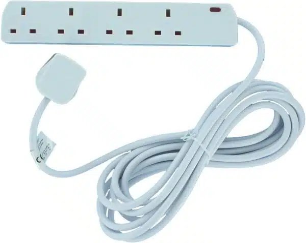 Omega 4 Way Neon Socket 5Mtr Ext Lead