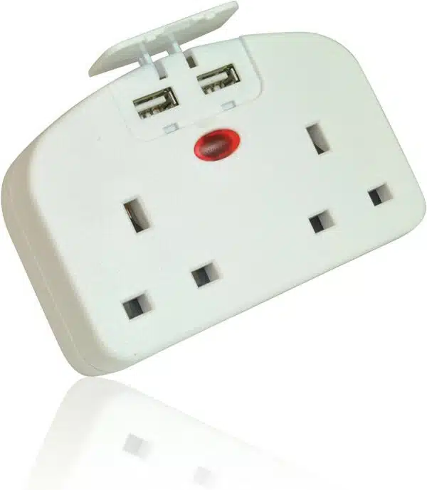 Omega Twin USB(2x2.1A)European Trvl dptr w/Twin Skt