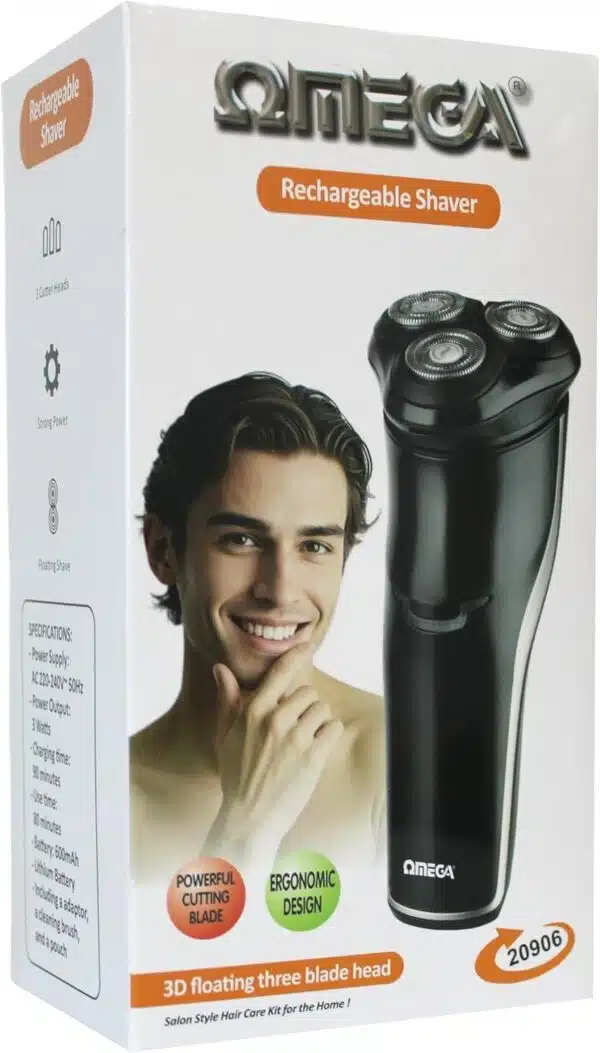 Omega New Shaver Washable 3 Head R/Chargeable