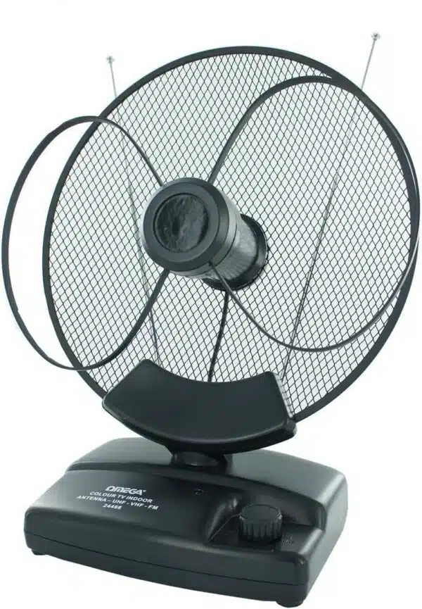 Omega Rotating TV Antenna 23cm Dia Dish Blk, Amplir