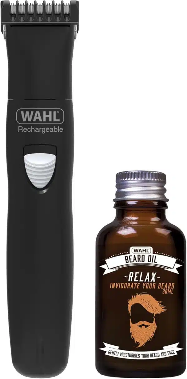 Wahl 9865-805 Beard Trimmer & Beard Oil Gift Set Recharge
