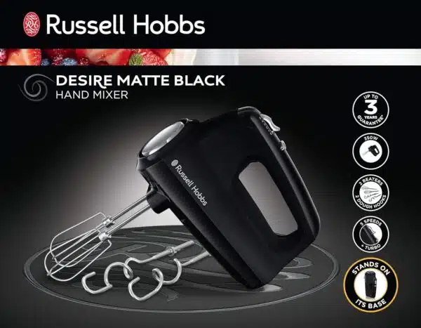 Russell Hobbs 24672 Hand Mixer 350W6 SpeedChrm Beaters/WhiskBlk - Image 9