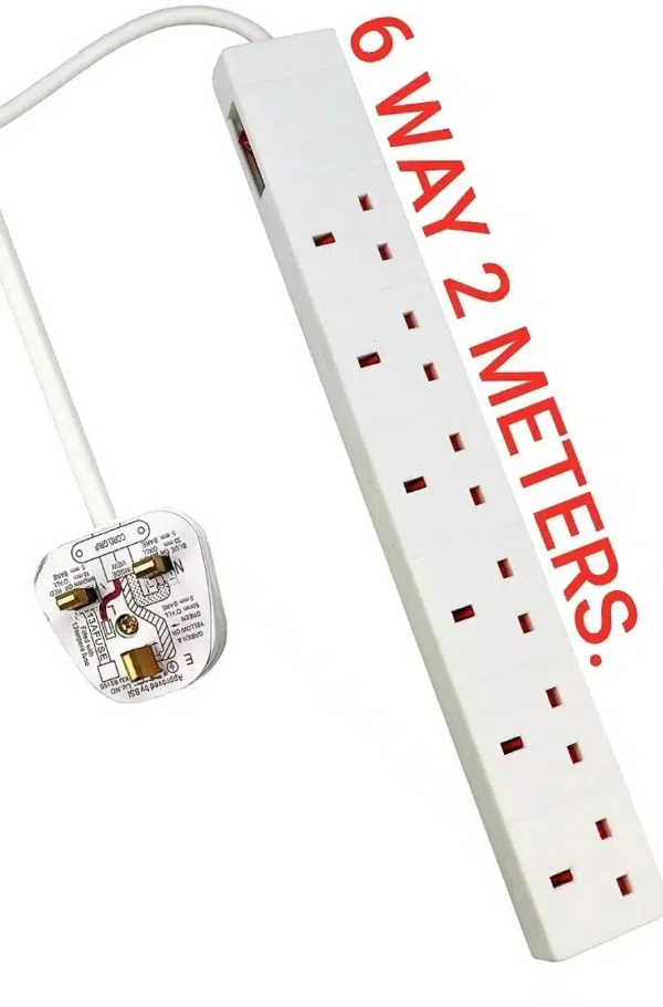 Omega 2 X2.4A USB SURGE PROTECRE 6 GANG 2M EXT LEAD