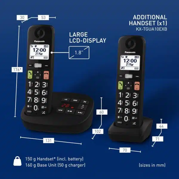 Panasonic KXTGU132EB Big Button Digital Cordless Telephone - Twin - Image 8