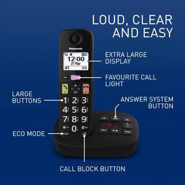 Panasonic KXTGU132EB Big Button Digital Cordless Telephone - Twin - Image 2