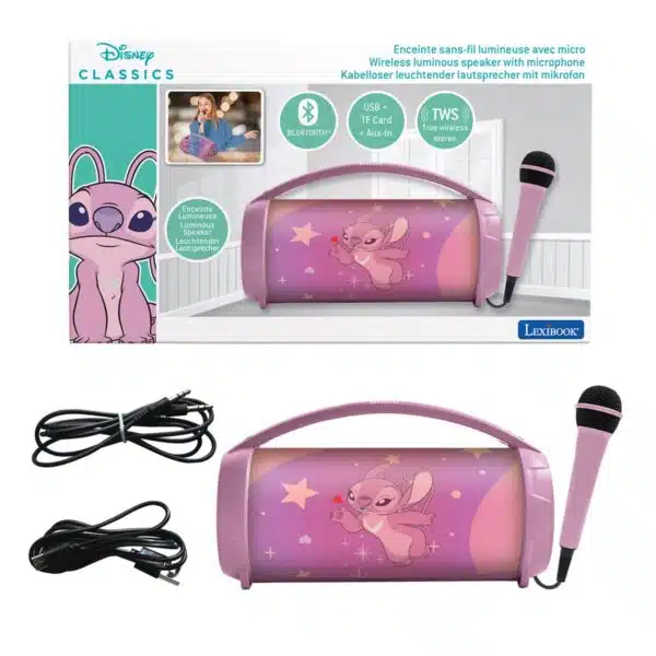 Lexibook BTP585D1Z Disney Stitch Angel Bluetooth Speakers with Lights & Mic - Image 3