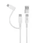 Groov-e GVMA071WE 2 in 1 Multi-Connector Cable USB-C to Lightning / USB-C Cable 1M - White