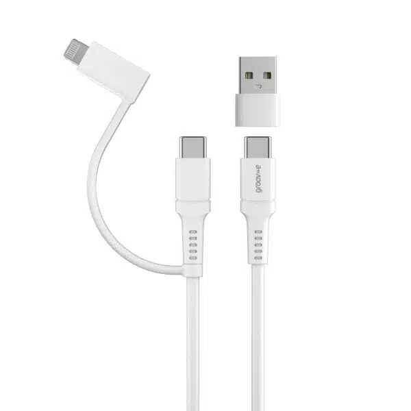 Groov-e GVMA071WE 2 in 1 Multi-Connector Cable USB-C to Lightning / USB-C Cable 1M - White