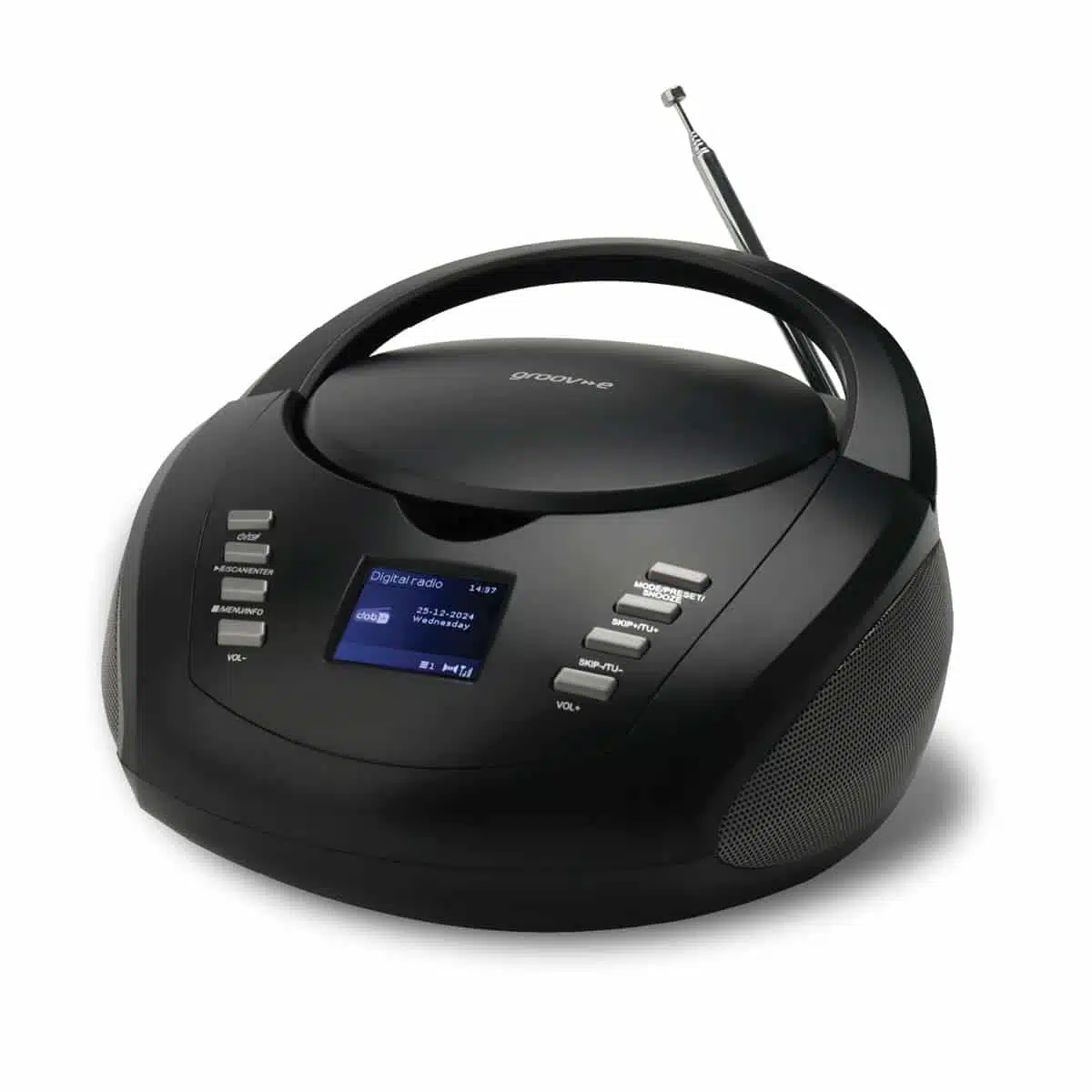 GV-PS763 Packshots and Web Groov-e GVPS763BK DAB Boombox Portable CD Player with DAB+/FM Radio - Black - Image 1