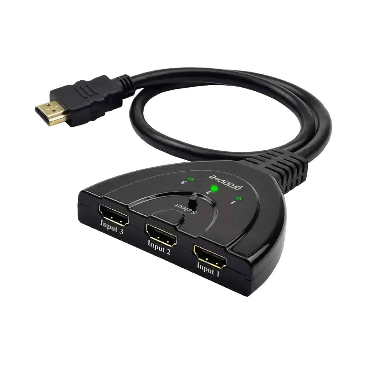 GV-TV05 Packshots and Web Groov-e GVTV05BK 3-Port 4K HDMI Switch with Auto & Manual Switching - Image 1
