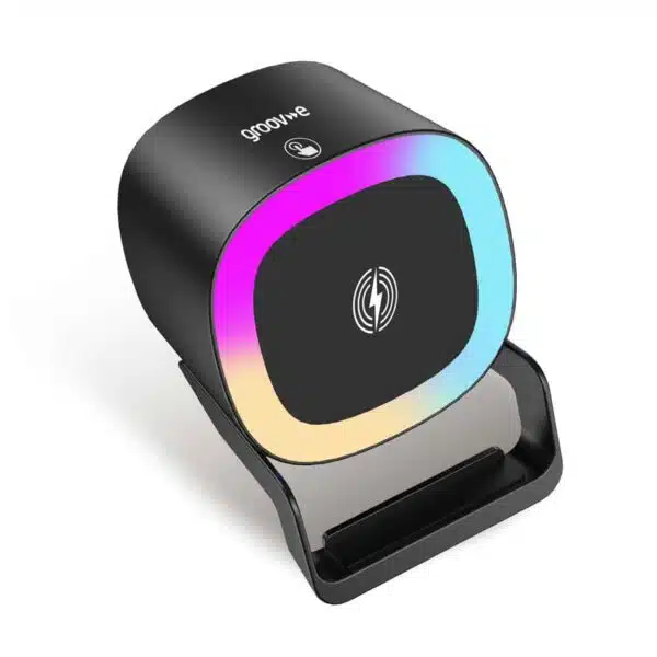 Groov-e GVWC11BK Smartphone Holder with Wireless Charging & Bluetooth Speaker- Black