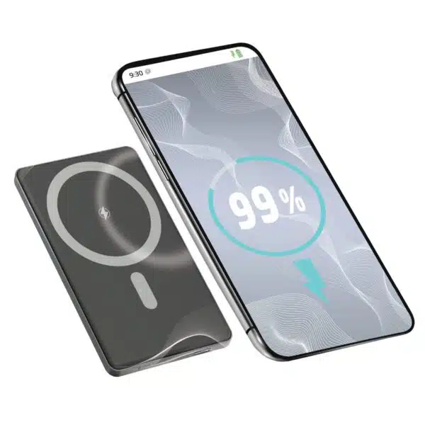 Groov-e GVCH5000MSR Power Bank 5,000mAh Portable Magnetic Wireless Charger - Silver - Image 3