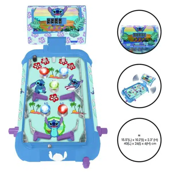 Lexibook JG610D Disney Stitch Electronic Pinball with Lights & Sounds - Image 2