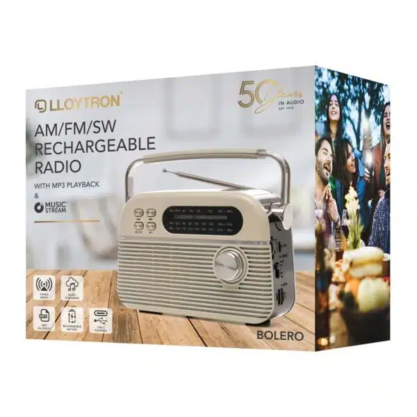 Lloytron Bolero 3 Band Portable Radio - Stylish & Rechargeable - Image 5