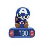Lexibook RL800AV1 3D Captain America Childrens Clock with Night Light