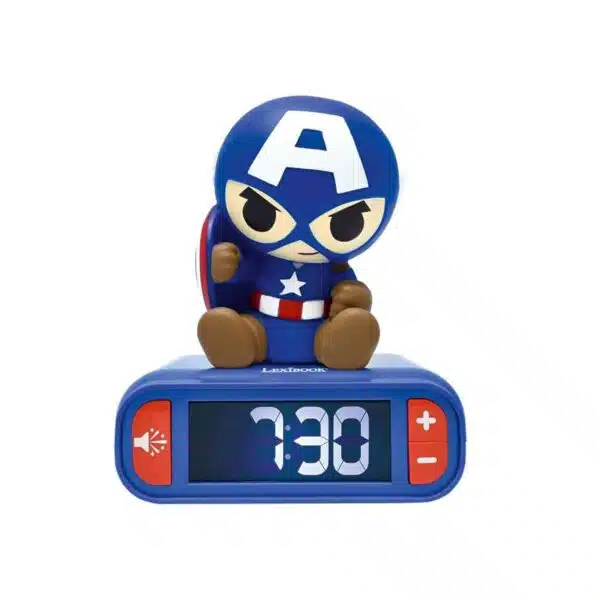 Lexibook RL800AV1 3D Captain America Childrens Clock with Night Light