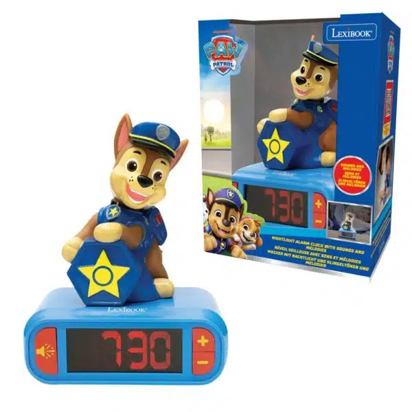 Lexibook RL800PA2 3D Paw Patrol Chase Childrens Clock with Night Light - Image 2